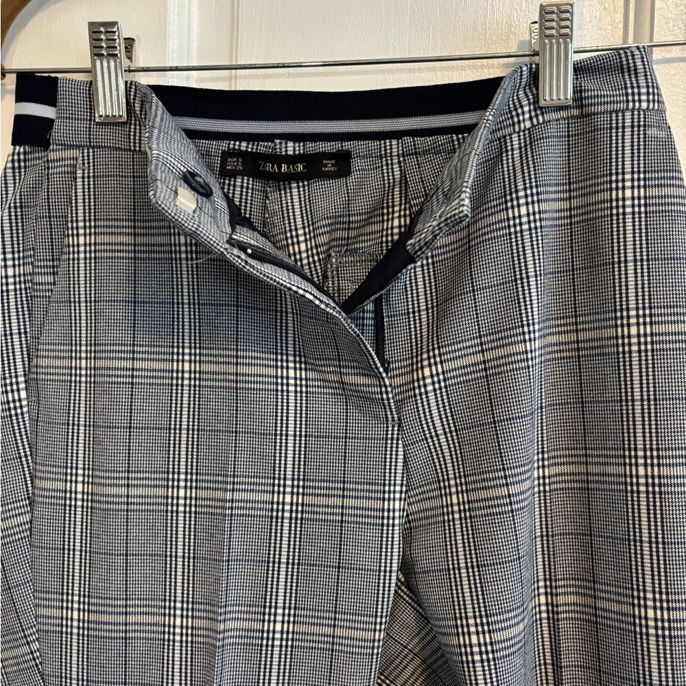 Zara navy elastic  Plaid Pants